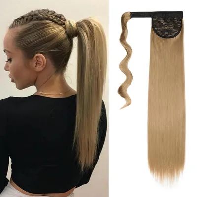 Productafbeelding van Clip-in paardenstaart haarverlenging, 55 cm, blond, synthetisch