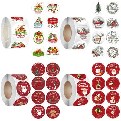 Weihnachtsaufkleber, 2000 Stück, rund, selbstklebend, bunt