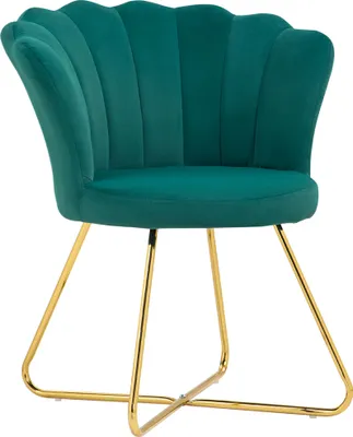 Produktbild von HOMCOM Schalensessel, Ankleidestuhl, Samt-Loungesessel mit Stahlbeinen für Wohn- und Schlafzimmer, 69 x 64 x 80 cm, Dunkelgrün