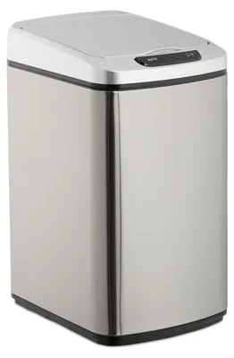 Produktbild von Relaxdays Sensor Mülleimer 12l, eckiger Abfalleimer mit Deckel & Inneneimer, Küche & Bad, Automatik Mülleimer, silber