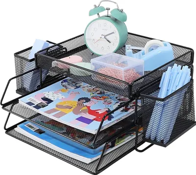 Produktbild von Briefablage mit 2 Ebenen - Metallgeflecht Büro Organizer A4