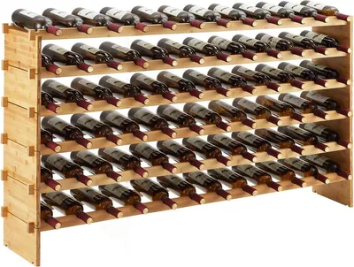 Produktbild von Weinregal - Freistehendes Flaschenregal - 72 Flaschen - 6 Ebenen - Stapelbar und modular - Bambus