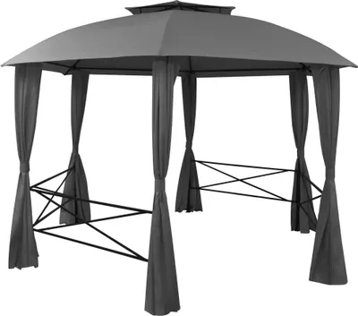 Produktbild von vidaXL Gartenpavillon mit Vorhängen Sechseckig 360x265 cm
