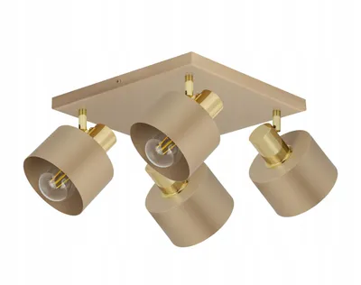 Produktbild von FKL DESIGN Home Deco Deckenlampe Deckenleuchte Ecru-Gold 4-flammig E27 Metall Lampeschirme Lampe aus Serie N485 (AG4)
