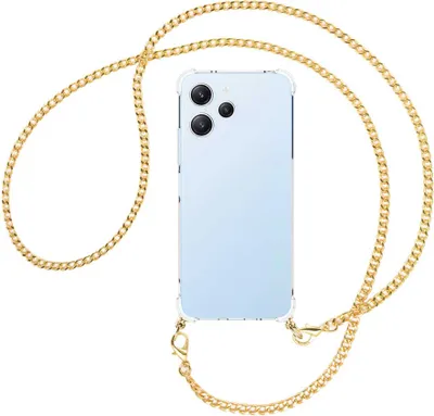 Produktbild von Handykette Backcover-Schutzhülle mit Band (Metall goldfarben) für Xiaomi Redmi 12 (6.79'') - goldfarbene Kette