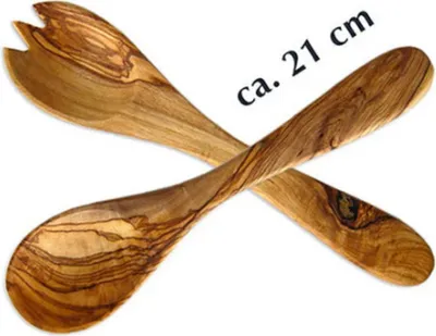 Produktbild von Salatbesteck KLEIN ca. 21 cm Olivenholz – natürlich, handlich, geschmacksneutral