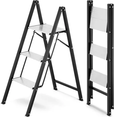 Zdjęcie produktu dla Drabina domowa składana schodki domowe 3 stopnie HIGHER 150kg