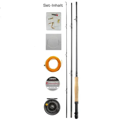 Produktbild von Jenzi Fliegenfischen Combo 2,40m Rute & Rolle & Schnur & Zubehör Angelset