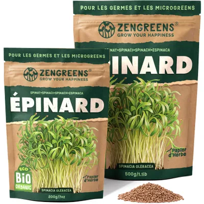 Image de ZenGreens® Graines Bio à Germer Épinard 500 g – Graines Germées & Micropousses