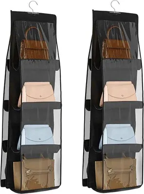 Produktbild von Famanu Handtaschen Organizer 2 Stück mit 16 Fächern - Oxford-Stoff mit transparentem Fenster