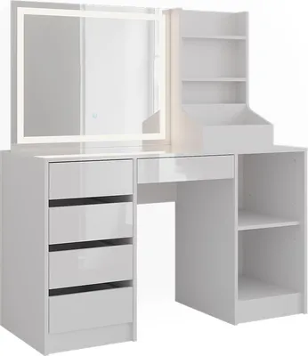 Produktbild von Schminktisch Vicco Sherry Weiß/Weiß Hochglanz 128.2 cm 3 Teile, Model 57635