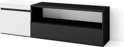 Produktbild von TV-Schrank, Lowboard, 150x35x45cm, Für TV-Geräte bis zu 65", Fernsehtisch, Weiß und Schwarz