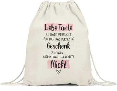 Produktbild von Tante Geschenk Turnbeutel Gymsack  Mit Spruch Tanti Geschenkidee Geburtstag Nichte Neffe Humor