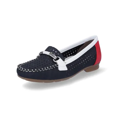 Produktbild von Rieker Damen Slipper Halbschuh Mokassin perforiert Lochmuster 40065, Größe:37 EU, Farbe:Blau