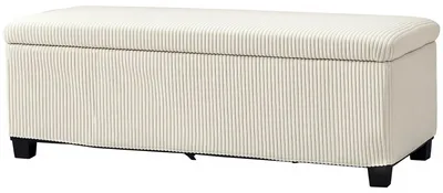 Produktbild von Sitzbank mit Stauraum, Aufbewahrungsbank, Cord-Design, Stahlrahmen, Beige