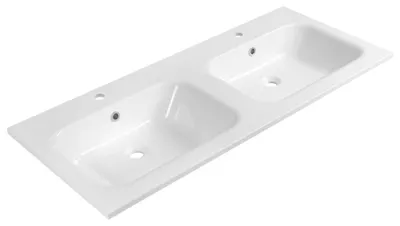 Obrázok produktu pre ARECA Dvojité umývadlo z liateho mramoru, 121 x 51,5 cm, biele