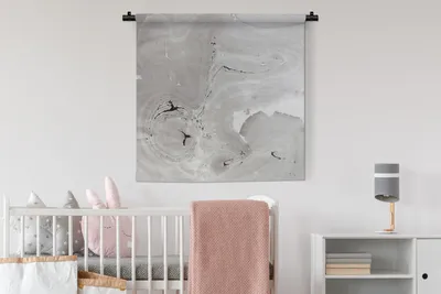 Produktbild von MuchoWow® Wandteppich Wandbehang Marmor - Luxus - Grau - Weiß 90x90 cm Tapisserie Dekoration Wandtuch - Wandaufhänger