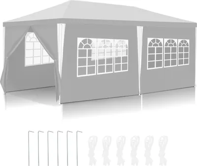 Produktbild von Faziango Pavillon Partyzelt für Gartenpartys & Feiern, regen- und winddicht, mit Seitenwänden 3x6m Weiß
