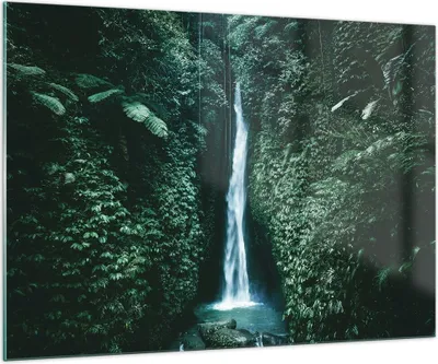 Produktbild von Bilder auf glas - Einteilig - Tropen Wasserfall Dschungel - 100x70cm - Glasbilder - Wandbilder - Bilder - Wanddekoration aus Glas - Glas Bilder - Wandbild auf Glas - GAA100x70-5103