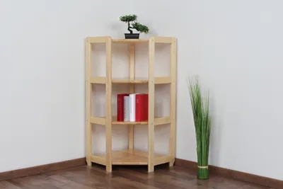 Produktbild von Eckregal aus Kiefer massiv, natur, 106x74x60 cm (HxBXT), mit 2 Fächern