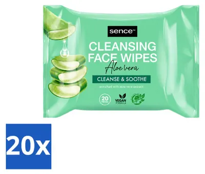 Produktbild von 20 x Sence Aloe Vera Gesichtsreinigungstücher - 20 Stück - Vorteilspackung - 20 Stücke