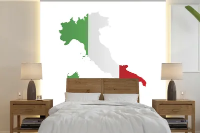 Produktbild von MuchoWow® Fototapete für Wohnzimmer oder Schlafzimmer Wandtapete Vinyl Motivtapete Karte von Italien mit der Flagge - 300x300 cm - Wanddekoration