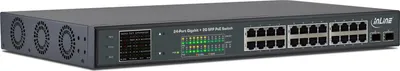 Immagine prodotto di Switch di rete Gigabit InLine® PoE+ 24 porte, 1Gb/s, 2xSFP, 19"1U (staffa inclusa)