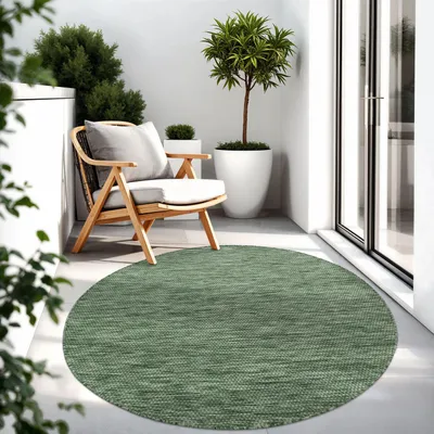 Produktbild von TT Home Teppich Für Outdoor Wetterfest Küchenteppich Balkon Terrasse Unifarbenes Design Modern Größe 80 cm Rund