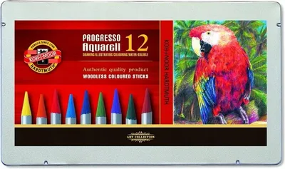 Produktbild von Progresso Aquarellstifte Set 12 Farben, Lichtecht