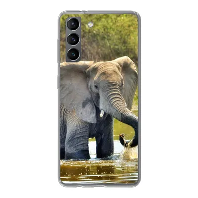 Produktbild von MuchoWow® Handyhülle Schutzhülle Hülle für Samsung Galaxy S21 Elefant - Wasser - Tiere - Natur Silikon Softcase Handy Hülle - Softcase