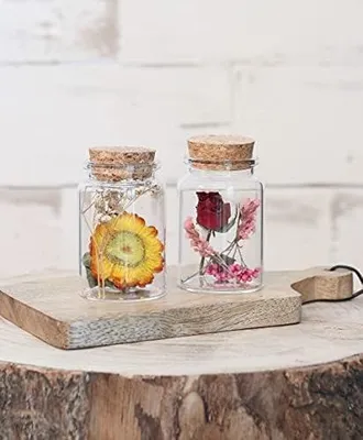 Produktbild von Trockenblumen im Glas mit Korken in vielen Größen zur Auswahl | Boho-Deko, Größe:h.7.5 Ø 4.5cm