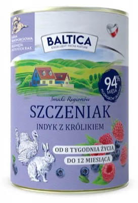 Zdjęcie produktu dla Mokra karma dla szczeniąt BALTICA Smaki regionów Indyk i Królik 400g