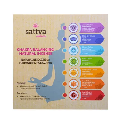 Produktbild von INDIISCHE RÄUCHERSTÄBCHEN ZUR CHAKRA-HARMONISIERUNG (49 Stück) – SATTVA (WELLNESS)