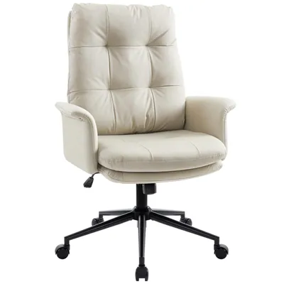 Produktbild von IWMH Chefsessel, Ergonomisch Drehstuhl mit hoher Rückenlehne, Kunstleder Bürostuhl für Arbeitszimmer Gaming Homeoffice - Milchbeige