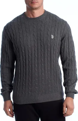Produktbild von U.S. POLO ASSN. Herren-Strickpullover mit Zopfmuster und Rundhalsausschnitt US40173042