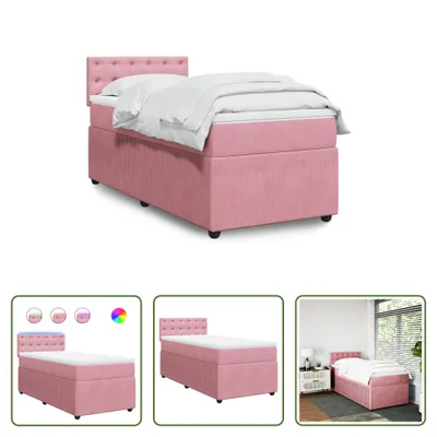 Produktbild von The Living Store Boxspringbett mit Matratze Rosa 80x200 cm Samt
