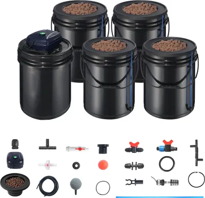 Obrázok produktu pre SucceBuy RDWC Hydroponický pestovateľský systém, pokročilá hydroponická súprava s vrchným odkvapkávaním, 4 spony, 1 nádrž, vzduchové čerpadlo a indikátor hladiny vody pre listovú zeleninu