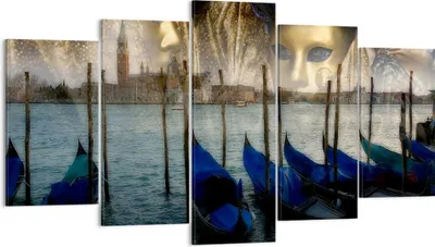 Produktbild von Bild auf Leinwand - Leinwandbild - Gondel Wasser Kanal - 160x85cm - Wand Bild - Wanddeko - Leinwanddruck - Bilder - Kunstdruck - Wanddekoration - Leinwand bilder - Wandkunst - EA160x85-0250