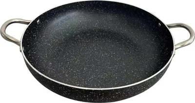 Produktbild von 36 cm große, lebensmittelechte Aluminiumpfanne mit 2 Stahlgriffen