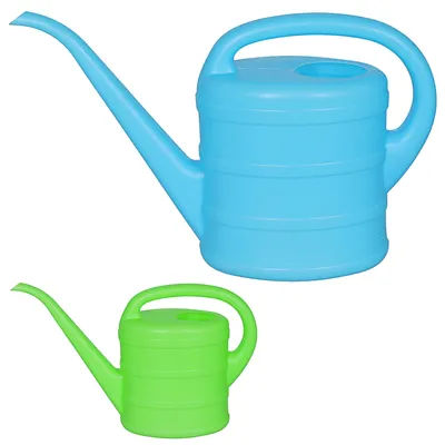 Produktbild von Gießkanne 2er Set je 1 Liter Kunststoff blau grün 19x27x9cm Kanne Wasserkanne Gartenzubehör Pflanzenpflege Bewässerung Gießen