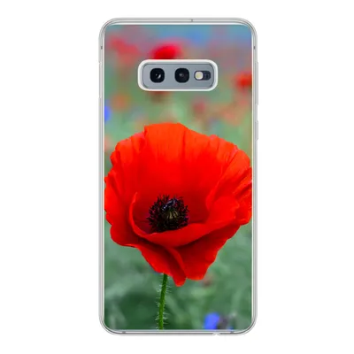 Produktbild von MuchoWow® Handyhülle Schutzhülle Hülle für Samsung Galaxy S10e Lila und rote Mohnblumen auf einer Wiese Silikon Softcase Handy Hülle - Handy