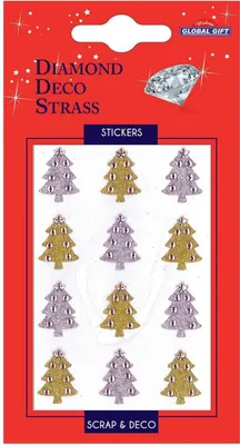 Produktbild von Sticker Strass-Diamant - Goldene und silberne Bäume