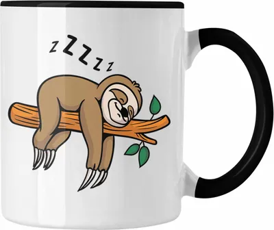 Produktbild von Trendation - Süßes Faultier Grafik Tasse Geschenk für Jugendliche und Langschläfer Geschenkidee (Schwarz)