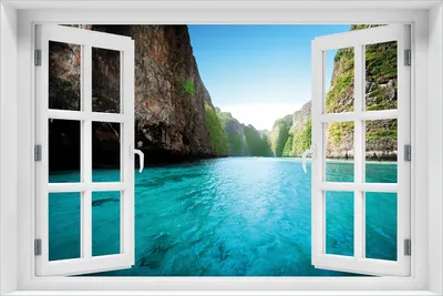 Produktbild von Wallario Poster mit Fenster-Illusion: Fluss in den Tiefen der Schlucht, Größe: 61 x 91,5 cm (Maxiposter)