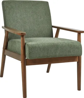 Produktbild von BELIANI Sessel Grün u. Dunkelbraun aus Stoff mit Holz Armlehnen Retro Stil Gepolstert Polstersessel für Wohnzimmer Schlafzimmer Flur