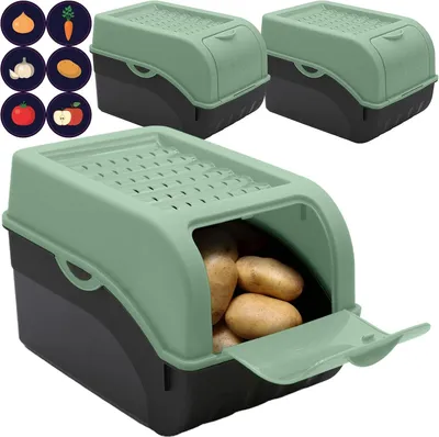 Produktbild von Set von 3 Frischhaltedosen 5 l für Lebensmittel mit Aufklebern für Gemüse und Obst