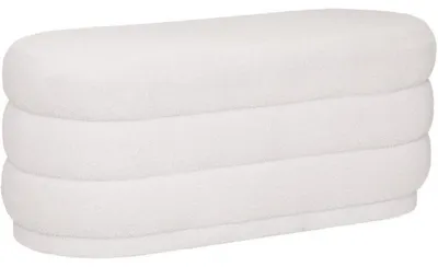 Image de Banc en tissu à bouclettes - Blanc - L 100 x H 42 cm - Collection Générique