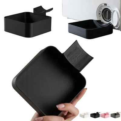 Zdjęcie produktu dla Tacka pod filtr pralki z wylewką, płaska 4,5 cm, pojemnik na wodę z filtra, druk 3D – Czarny