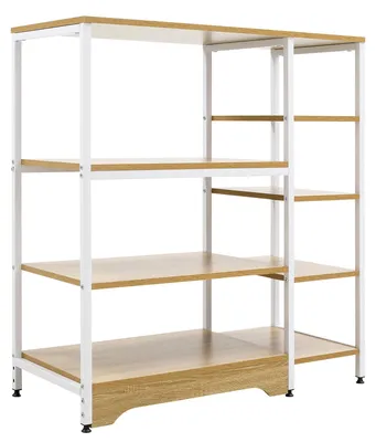 Produktbild von HOMCOM Küchenregal Standregal Multifunktion mit 7 Einlegeböden MDF Weiß+Natur