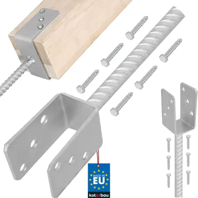 Produktbild von KOTARBAU® U - Pfostenträger 51 mm Alle Größen Lichte Breite Riffelstahl Mit Betonanker Feuerverzinkt Steindolle Fest Bodenhülse Anker Stahl